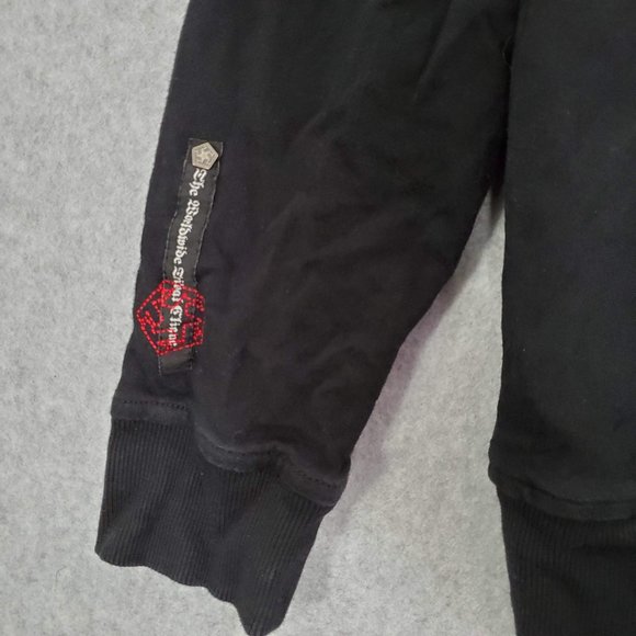 VINTAGE Tribal Gear Men Sweatshirt Large Black Hoodie Logo Embroidered Full Zip - Picture 8 of 13